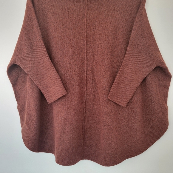 LOFT Turtleneck Slouchy Poncho Style Knit XS Demure Brown Mocha Mousse - Picture 5 of 8